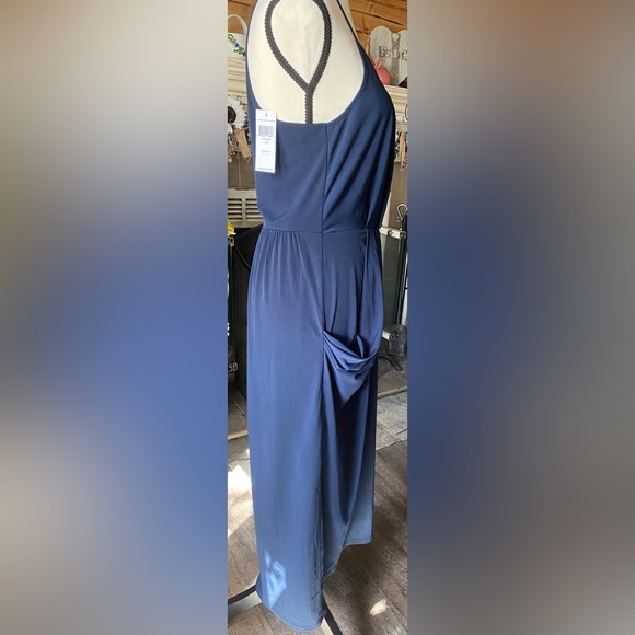 NWT BCBGeneration Dark Navy Pouffy gathered pockets racerback V Neck HiLow Dress - Picture 8 of 14